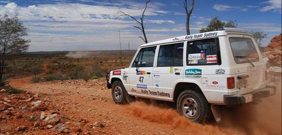 pajero 4WD at the top of an escarpment.