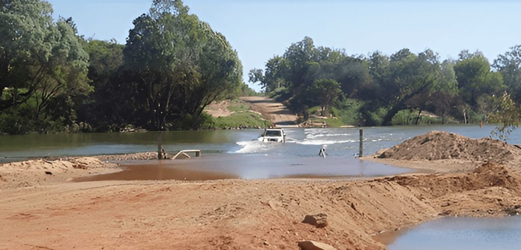 vehicle crossing the Daily River